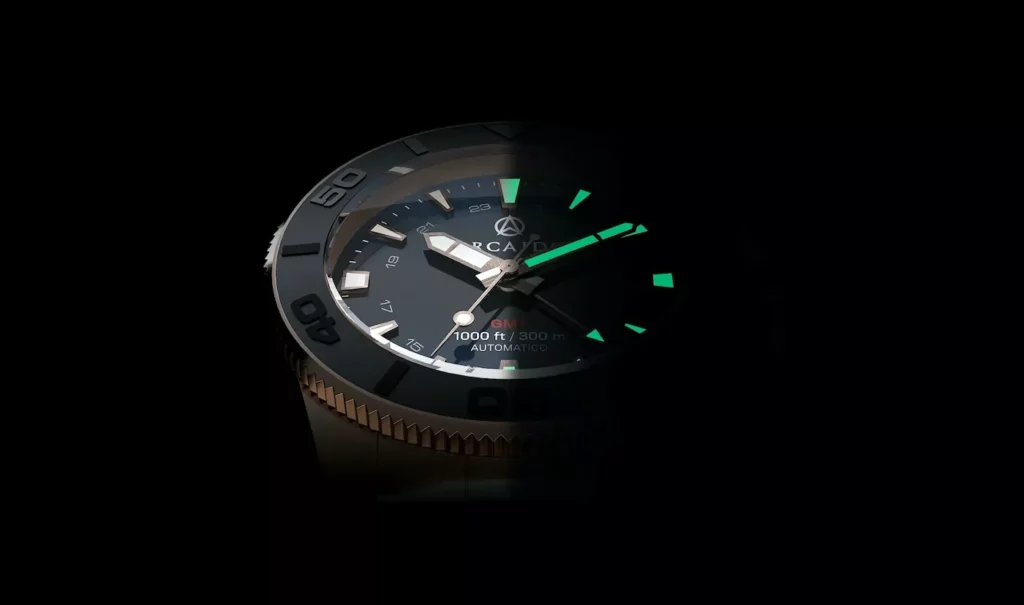 l'orologio dello skipper: Primo Arcaido in bronzo marino.
GMT e 30 ATM